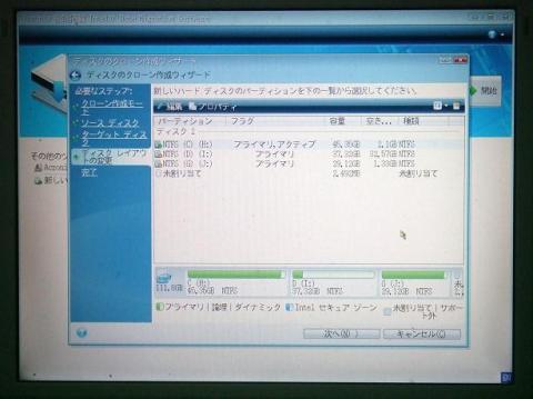 変更された各パーティションの構成
