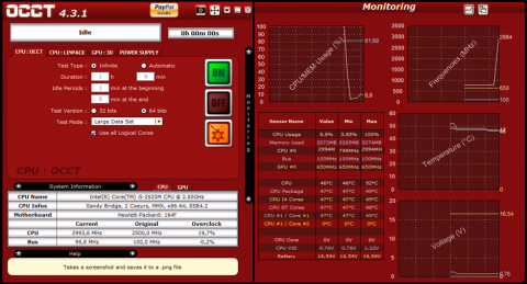 OCCT4.3.1のメイン画面