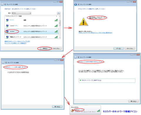 本製品のSSIDへの接続手順
