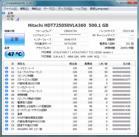 Crystal Disk Info情報