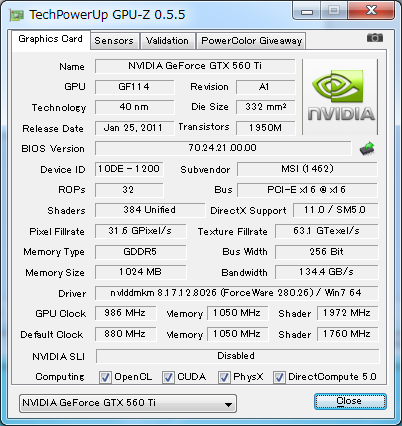 12%オーバークロック状態のGPU-Z画面