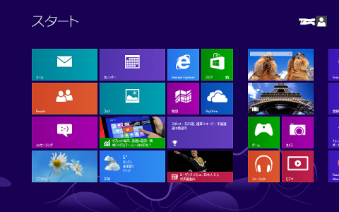 タッチしたくなる?Windows 8 Professionalのスタート画面