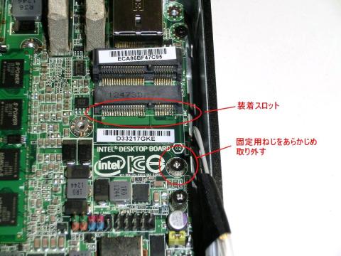 装着スロットと固定用ねじ