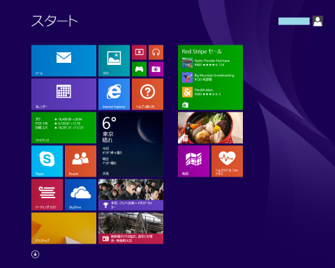 Windows 8.1のシンプルになったスタート画面