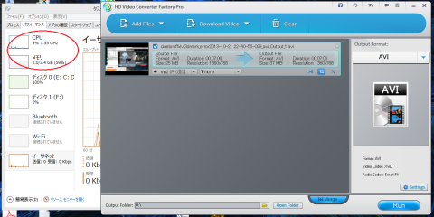 処理前の負荷状態