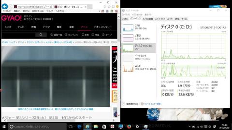 1階奥の部屋(タスクマネジャーのHDDパフォーマンス)