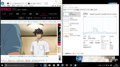1階洋間の部屋(タスクマネジャーのCPUパフォーマンス)