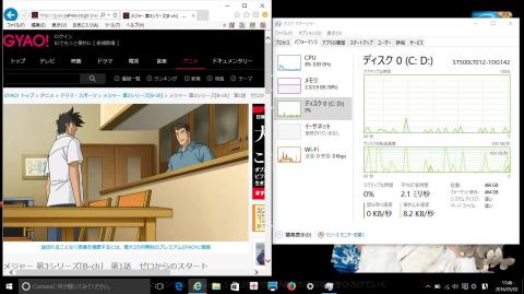1階洋間の部屋(タスクマネジャーのHDDパフォーマンス)