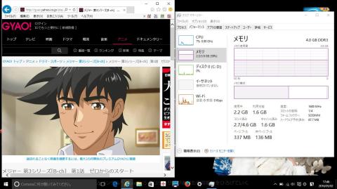1階洋間の部屋(タスクマネジャーのメモリパフォーマンス)