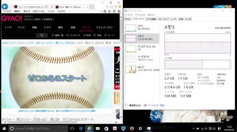 2階居間 真上の部屋(タスクマネジャーのメモリパフォーマンス)