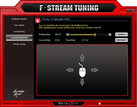 本製品の目玉の一つ。マウスのポーリング設定。