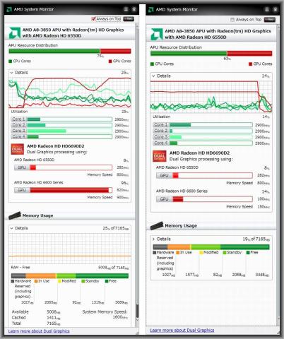 左:FF14ベンチ中 右:3DMark11ベンチ直後