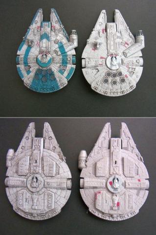 左:スミ入れ後(ep3ファルコン 右:スミ入れ未(ノーマルファルコン)