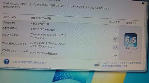 IvyBridge機エクスペリエンスインデックス