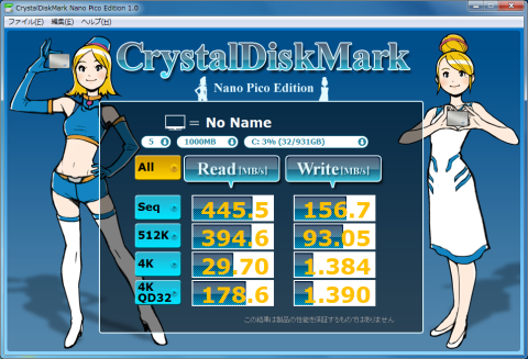 HDDと一緒なのに早いですネ♪