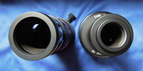 TMB ED Barlow と Zeiss Abbe Barlowのレンズ径比較