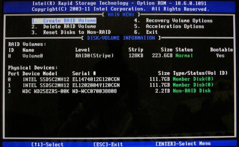RAID BIOS上でのRAID 0構築完了