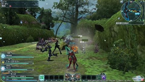 水色は自パーティ、白色が別パーティ、「マルチパーティエリア」には全体で12人まで入れます