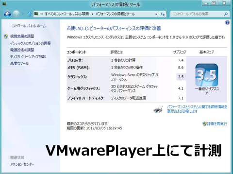 VMwarePlayerE値