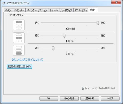 デフォルトの感度設定
