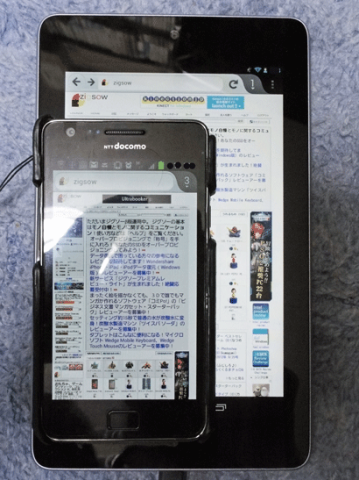 4.3インチのGalaxy S IIとの比較