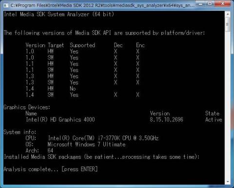Intel MediaSDK動作確認