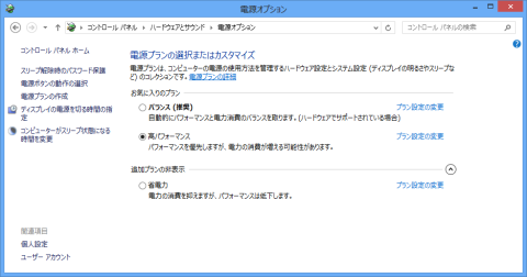 電源:ハイパフォーマンス