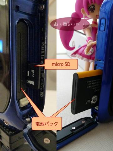 電池とSDカードをセット