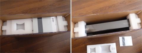 衝撃に備え発泡スチロールでしかっり固定されています