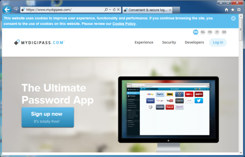 トップページ。Sign up nowをクリックで新規登録