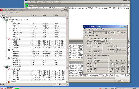 新しいファン構成のPrime95一時間後