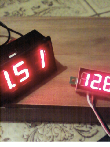 左の大きいのが電流計、右が電圧計