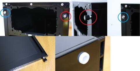 後面の側面パネルのネジ止め部 側面パネルの厚み 底面の土台部