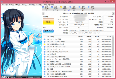 と言ってもDiskの方は結構年代物なのでSMARTで警告出てます。