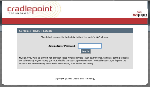 Webブラウザでのログイン画面