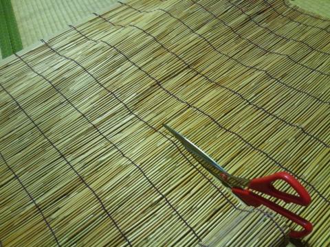 さてさて・・・すだれを巻きつけたいが・・・カットしないと・・・