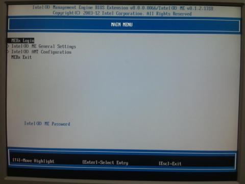 起動時に「Ctrl+P」を押してIntel MEのメニュー画面から設定してみた!