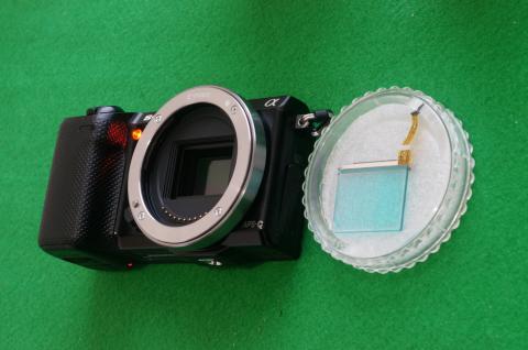 手術後の本体と摘出したIRカットフィルタ