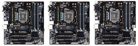 GIGABYTEのmicro ATXマザー 左からZ87 - H87 - B85