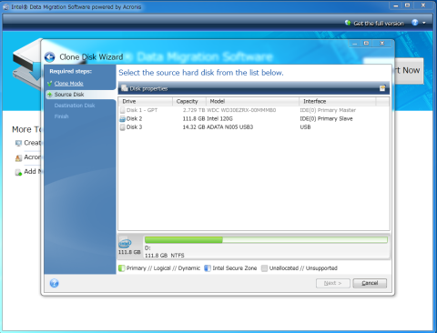 DISK1がグレーで選択できず