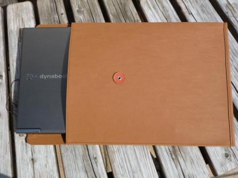 ジーンズのラベル素材で作った 丸留め付き封筒・大