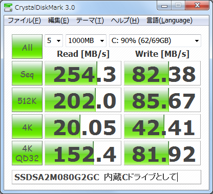 SSD換装後のベンチです。