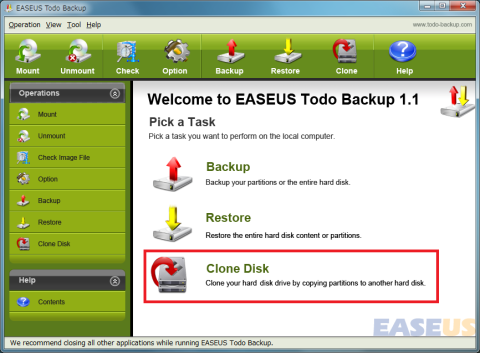 まず Clone Diskを選びます。