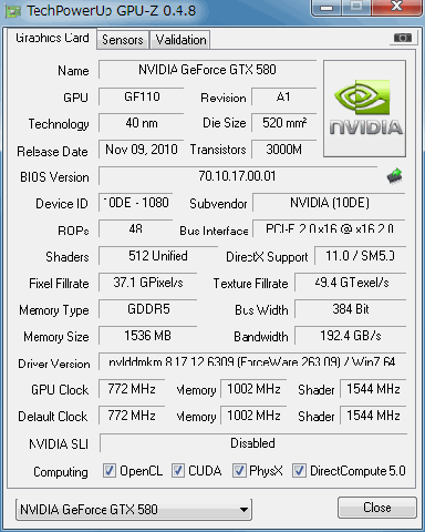 GPU-Z GTX580