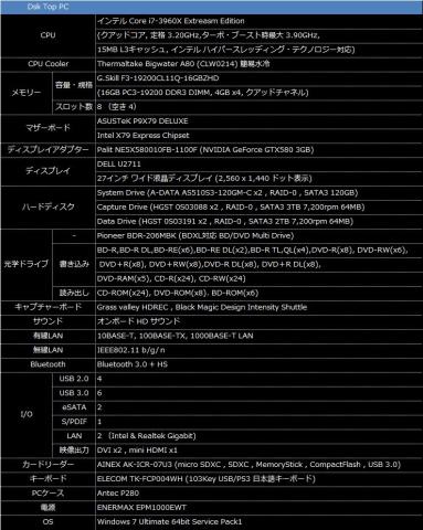 デスクトップスペック