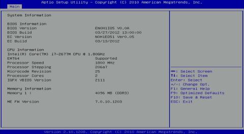 BIOS システム情報 メモリ4G認識