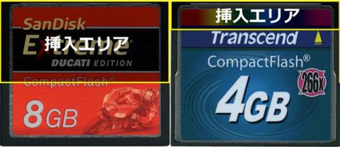 CFカードのはみ出し程度からコネクタ位置を比較