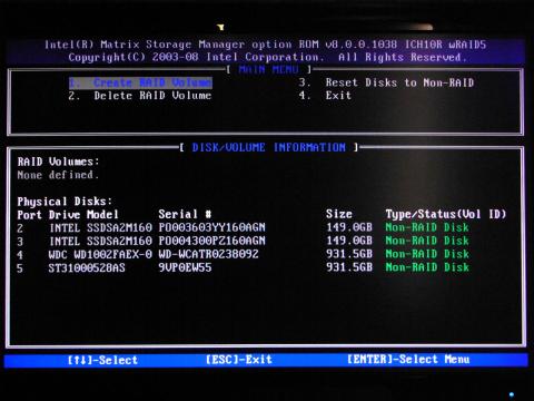 1.のCreate RAID Volumeを選択します