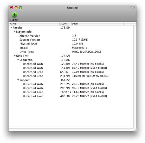 Xbench SSDでの結果