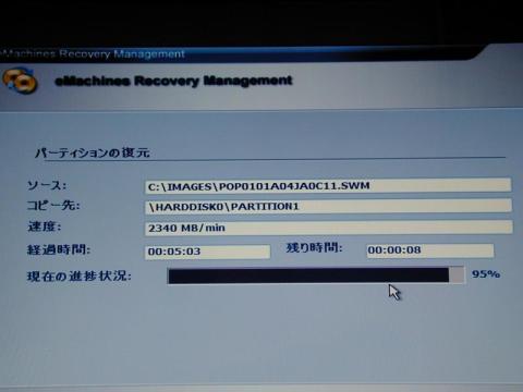 イメージからリカバリ中